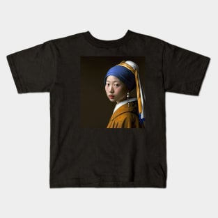 Japanese Girl with a Pearl Earring Kids T-Shirt